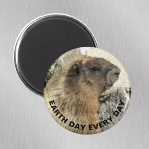 Jorddagen varje dag Hoary Marmot Photo Magnet