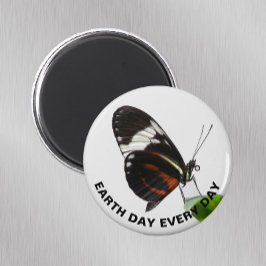 Jorddagen varje dag, tiger Longwing Butterfly Phot Magnet