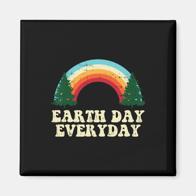 Jorddagen varje dag Träd Rainbow Retro Environment Magnet (Framsidan)