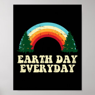 Jorddagen varje dag Träd Rainbow Retro Environment Poster