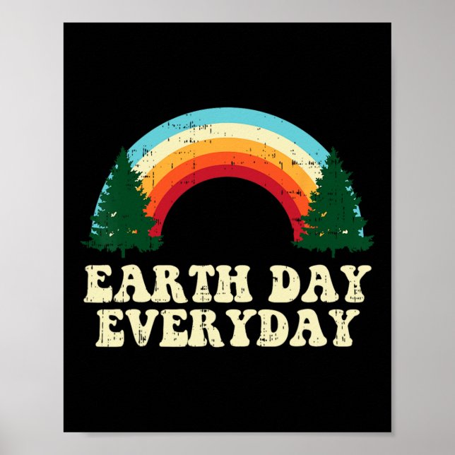 Jorddagen varje dag Träd Rainbow Retro Environment Poster (Framsidan)