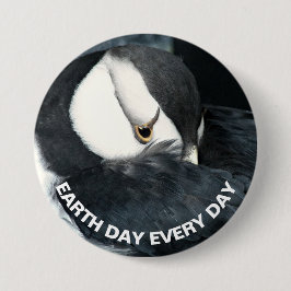 Jorddagen varje dag, varje dag, hornerat pufffoto knapp