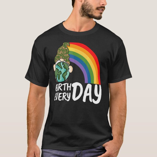 Jorddagen varje dag, varje dag, regnbåge, världsda t shirt (Framsida)