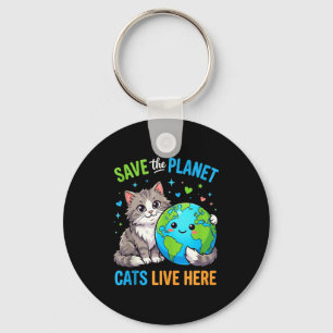 Jorddags kvinnor män räddar planeten katt bor här nyckelring