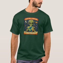 Jorddags retro utomjording rymd illustration t shirt