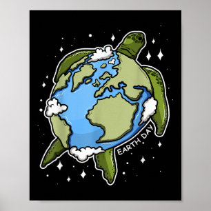 Jorddags Sköldpadda Jord Glob Miljöskydd Poster