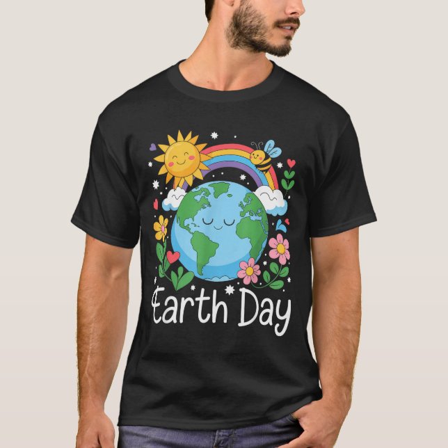 Jorddags T-Shirt Barn Och Kvinnor Planet Leende  (Framsida)