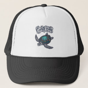 Jorddags T-shirt Design för Havssköldpadda med Ret Keps