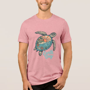 Jorddags T-shirt Design med gammaldags gravyr av h