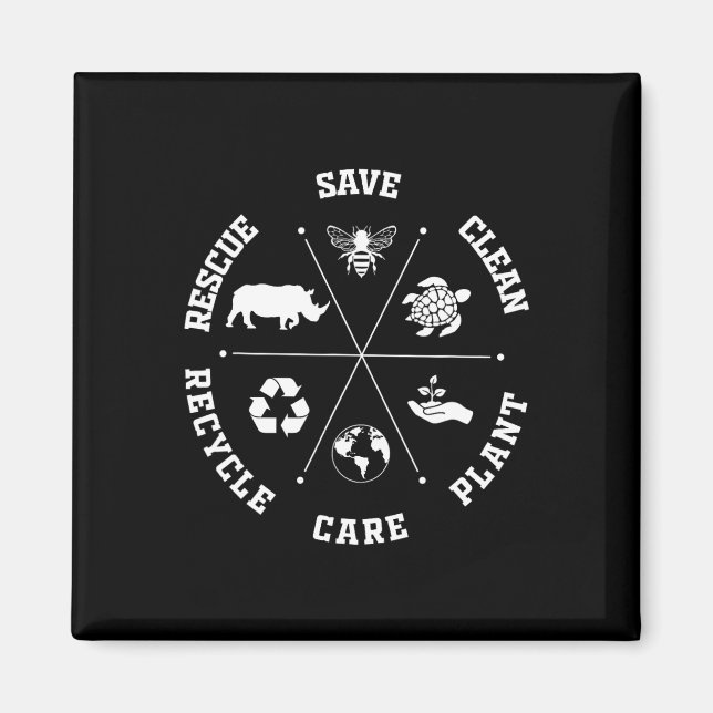 Jorddagsbens Spara Rädding Animals Återvinna Plast Magnet (Framsidan)
