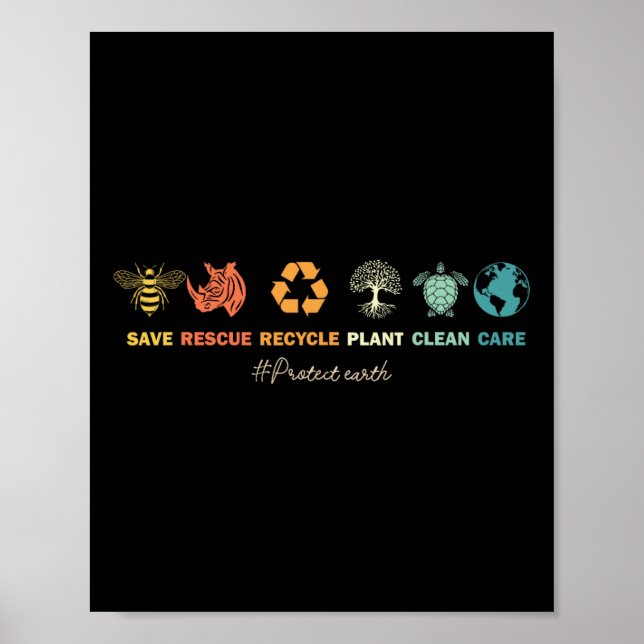 Jorddagsbens Spara Rädding Animals Återvinna Plast Poster (Framsidan)