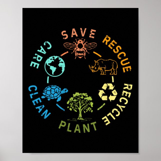 Jorddagsbens Spara Rädding Animals Återvinna Plast Poster (Framsidan)