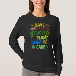 Jorddagsbens Spara Rädding Animals Återvinna Plast T Shirt