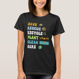 Jorddagsbens Spara Rädding Animals Återvinna Plast T Shirt