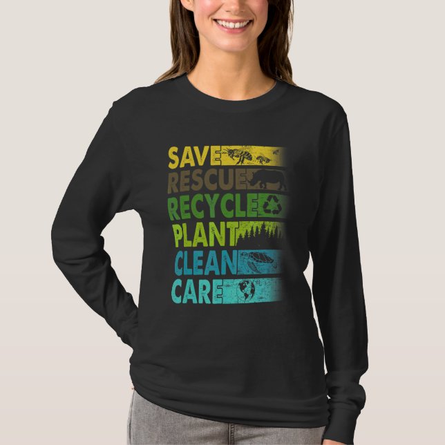 Jorddagsbens Spara Rädding Animals Återvinna Plast T Shirt (Framsida)