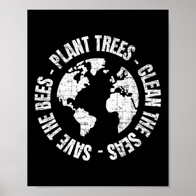 Jorddagsbin Spara Plant Träd Clean Seas Environ Poster (Framsidan)