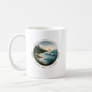 Jorddagsemblem – Natur Landskaps Cirkel Design Kaffemugg