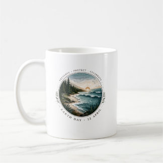 Jorddagsemblem – Natur Landskaps Cirkel Design Kaffemugg