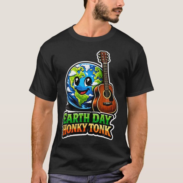 Jorddagslandemusik Gitarr Glob Miljövänlig T Shirt (Framsida)