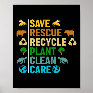 Jorddagsplanetens Spara Bees Rädding Animals Återv Poster
