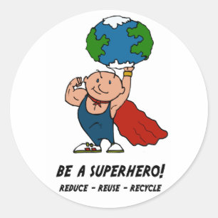 JorddagSuperhero Runt Klistermärke