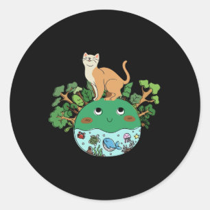 Jorddesign med en katt runt klistermärke