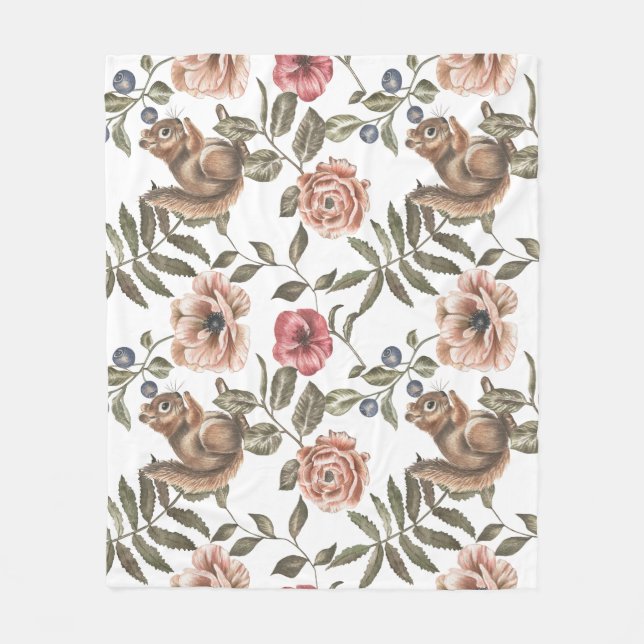 Jordekorre blomtryck  fleecefilt (Framsidan)