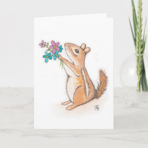 Jordekorre med blommabukettmors dag kort