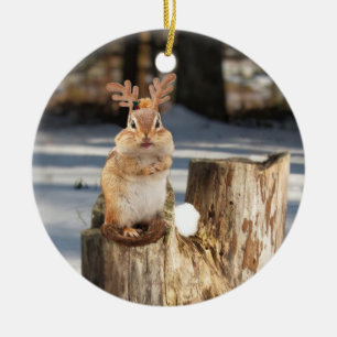 jordekorre med horn på kronhjort! julgransprydnad keramik