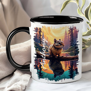 Jordekorre vid Sunset Lake-reflektion Mugg