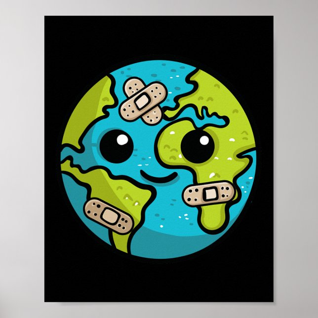 Jorden Älskare Dag Illustration Gift Glol Warming  Poster (Framsidan)