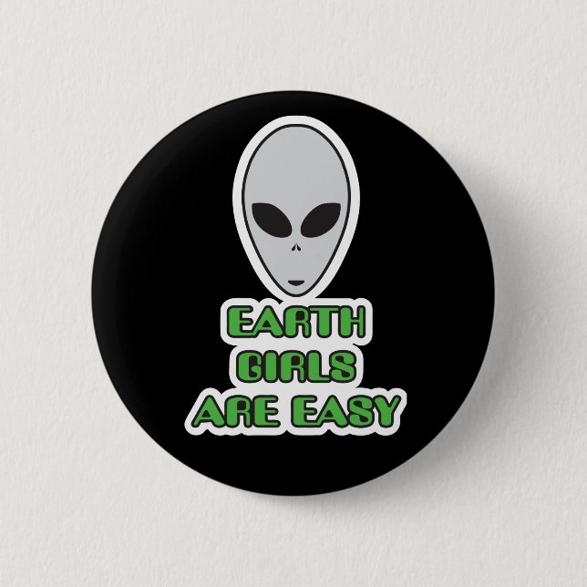 Jorden är lätta, ALIEN GRÅTT UFO BADGE Knapp (Framsida)