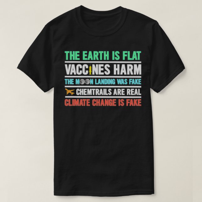 Jorden är platta vacciner Harm Chemtrails Mask T. T Shirt (Design framsida)