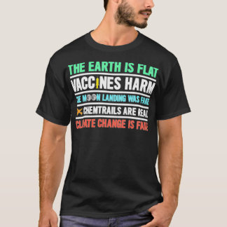Jorden är platta vacciner Harm Chemtrails Mask T. T Shirt