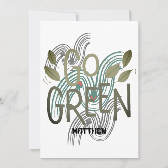 Jorden dag, gå grön, konst, enkel elegant kort (Framsida)