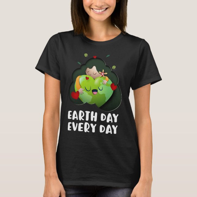 Jorden Dag varje dag Flicka Hugger Globe Spara Pl T Shirt (Framsida)