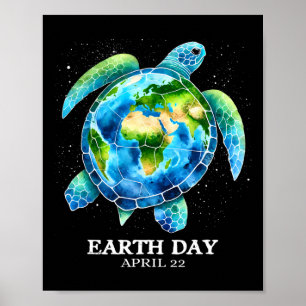 Jorden Day 2025 Kärlek Earth Sea Turtle Art Spara Poster