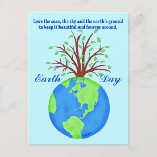 Jorden Day Promote Spara Kärlek Globe Planet Träd Vykort
