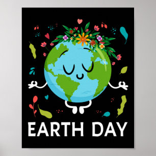 Jorden Day Shirt Blommigt Cute and Peace Planet Ea Poster