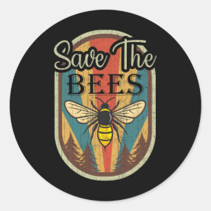 Jorden Day Spara The Bees Retro Graphic Earth Day  Runt Klistermärke