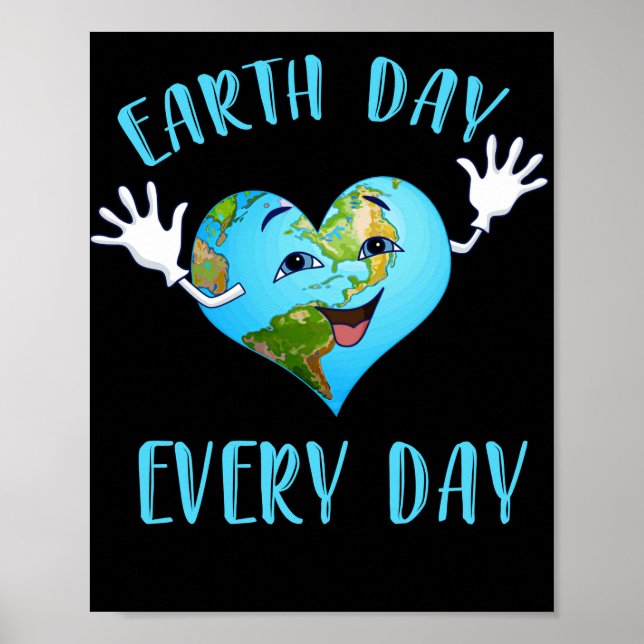 Jorden Day Varje dag Cute Heart Planet Poster (Framsidan)