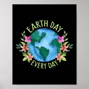 Jorden Day Varje dag Retro Environmental Shirt Wom Poster