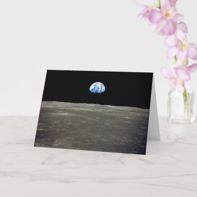 Jorden från månen i svarta rymden: Earthrise Kort (Orkide)