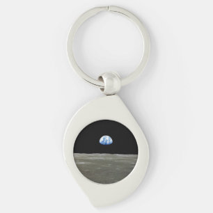 Jorden från månen i svarta rymden: Earthrise Swirl Silverfärgad Nyckelring