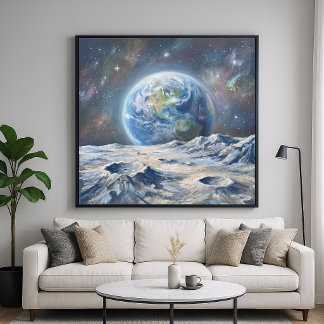 Jorden från månen - Impressionistisk målning konst Poster