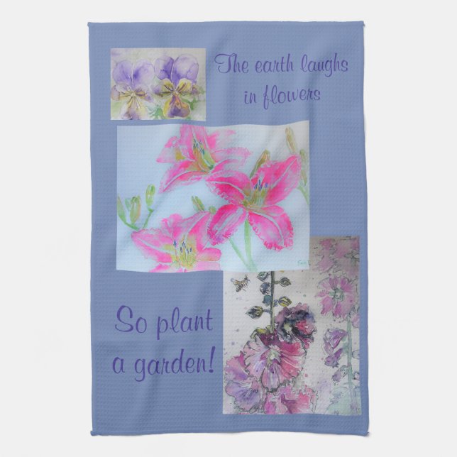Jorden i Flowers Lila Tea Towel Kökshandduk (Vertikal)