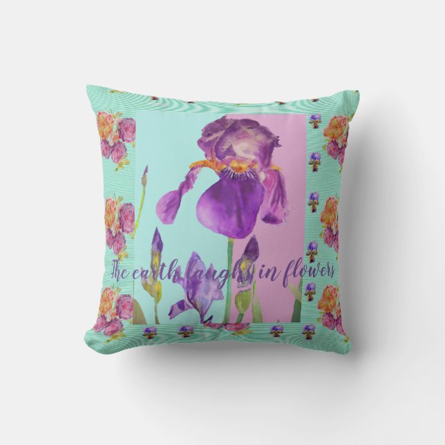 Jorden Laughs in Flowers Blommigt Cushion Kudde (Framsida)