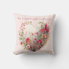Jorden Laughs in Flowers-Elegant Wildblommor Heart Kudde