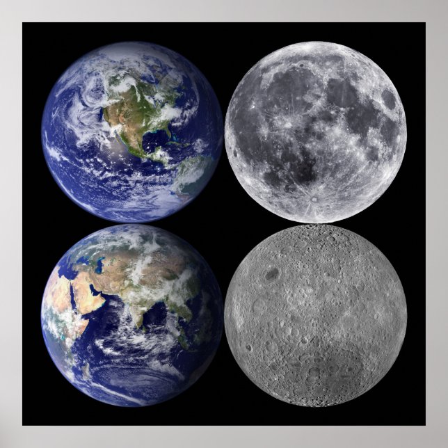Jorden och Måne från rymden Poster (Framsidan)