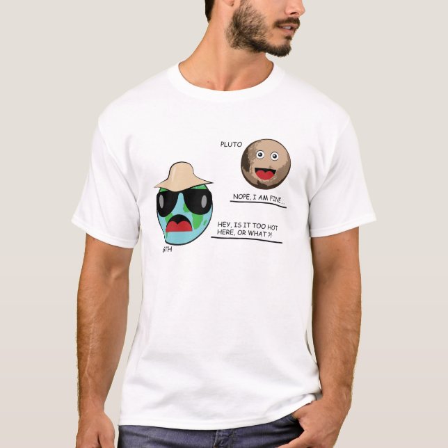 Jorden och Pluto - Rolig Diskussion T Shirt (Framsida)